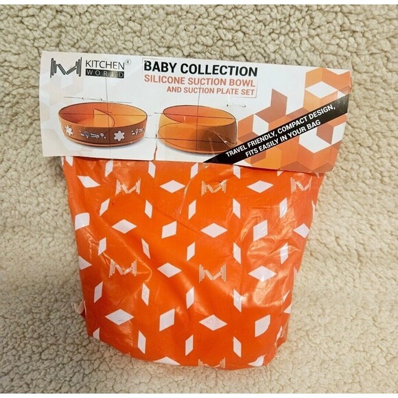 Baby Bowl & Divided Plate with Stay Put Extra Suction - Orange - Picture 8 of 9